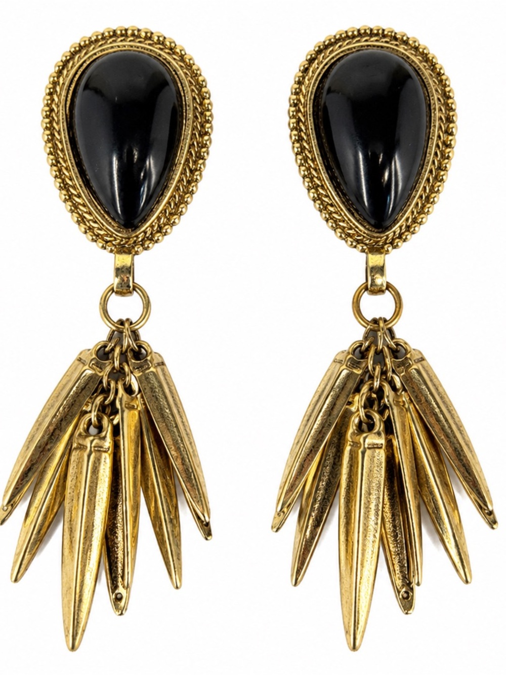 Vintage Gold and Black Teardrop Dangle Earrings - Elegant Women’s Jewelry